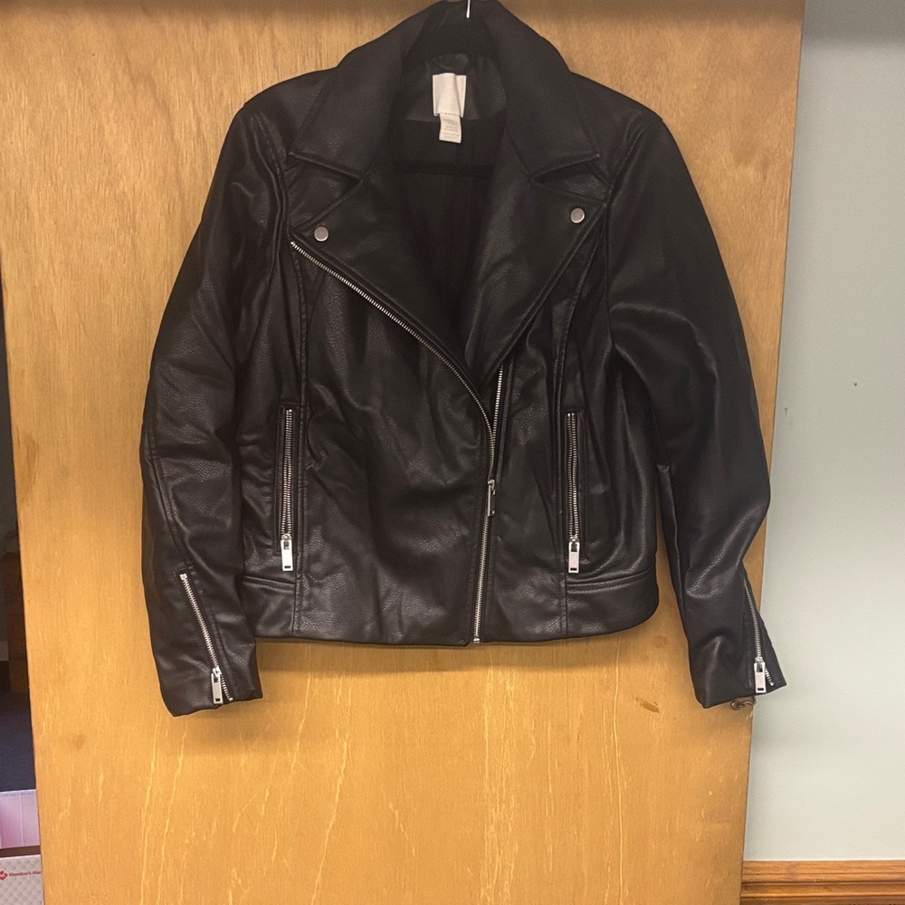 H&M Black Faux Leather Biker Jacket